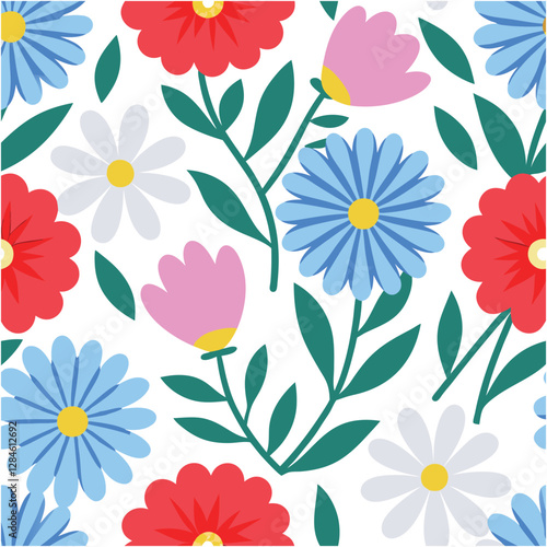 Wallpaper Mural Seamless flower pattern,Vintage textile design with wild flowers pattern image. Torontodigital.ca