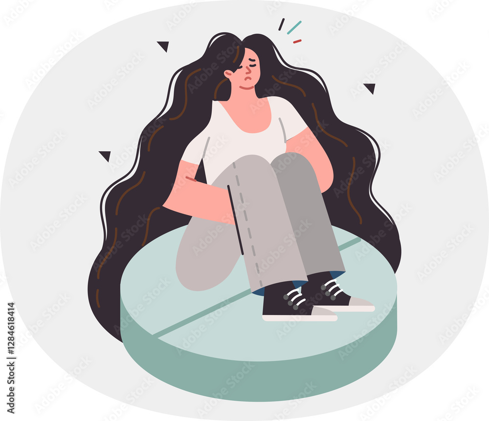 Εκτύπωση καμβά Woman is on antidepressants allow to forget about stress and temporarily relieve of depression, but are addictive