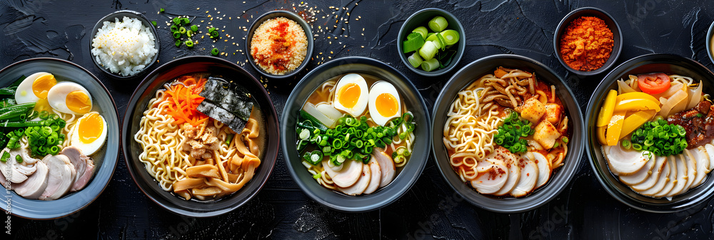 Variety of Delicious Ramen Noodle Recipes Showcasing Flavor Diversity and Vibrant Presentation Variety of Delicious Ramen Noodle Recipes Showcasing Flavor Diversity and Vibrant Presentation