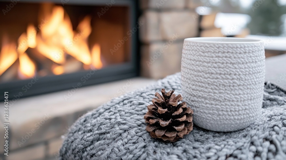 Cozy Winter Drink by Fireplace Cozy Winter Drink by Fireplace