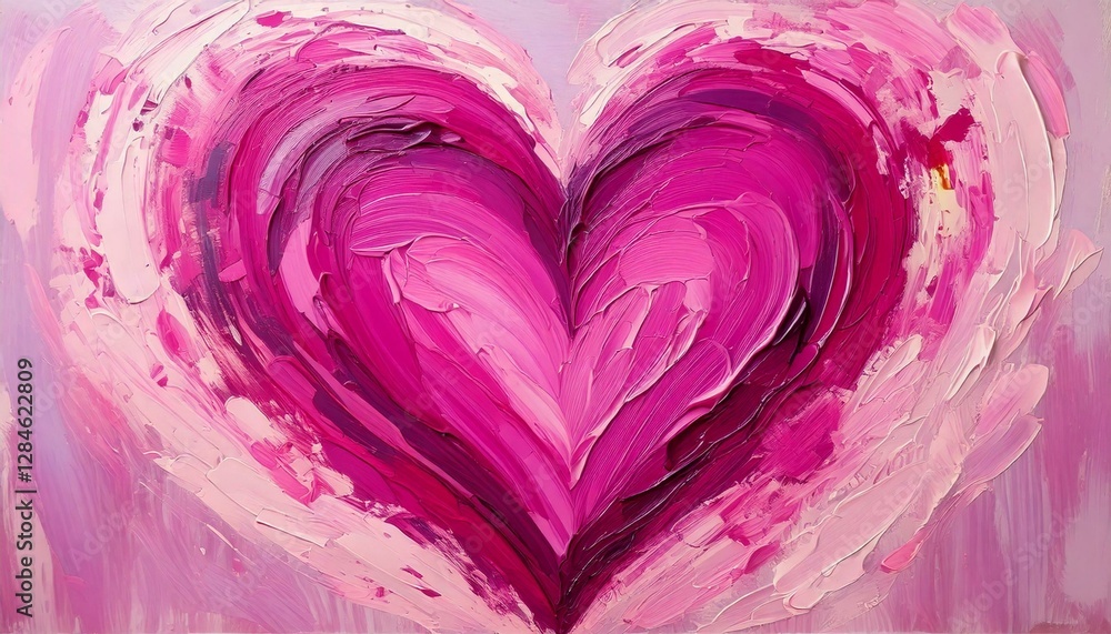 Obraz premium pink heart on pink background pink purple tones oil painting modern art