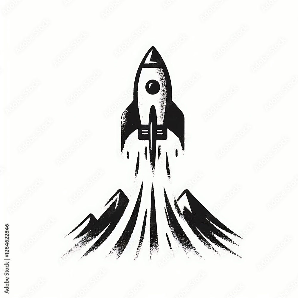 Abstract rocket launching over mountains. Abstract rocket launching over mountains.