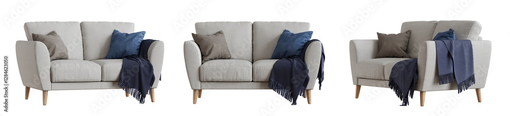 Obraz premium Sofa set isolated on white background. 3D render. 3D illustration.