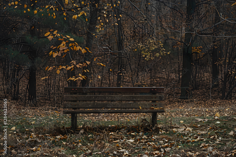 Lonely Abandoned Wooden Bench in Overgrown Park Reflecting Passage of Time and Isolation Lonely Abandoned Wooden Bench in Overgrown Park Reflecting Passage of Time and Isolation