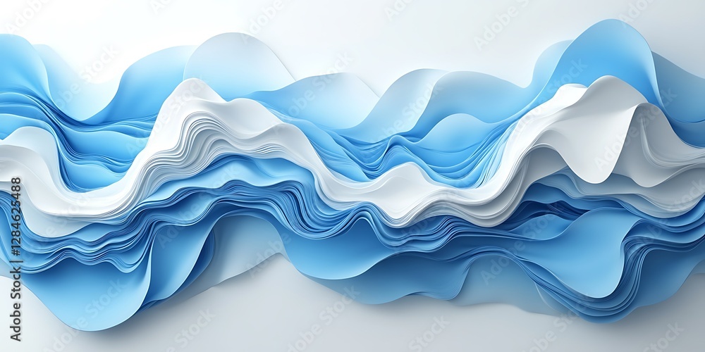 Fototapeta premium Abstract Blue and White Wave Design