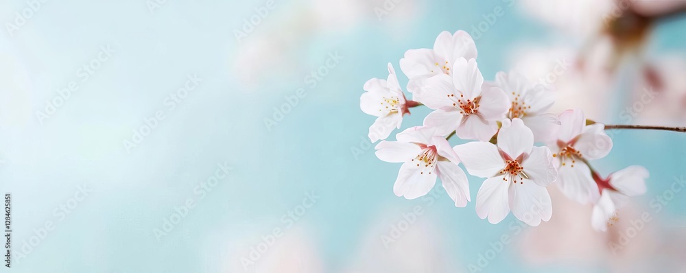 Delicate cherry blossom petals swinging on thin stems during spring Delicate cherry blossom petals swinging on thin stems during spring