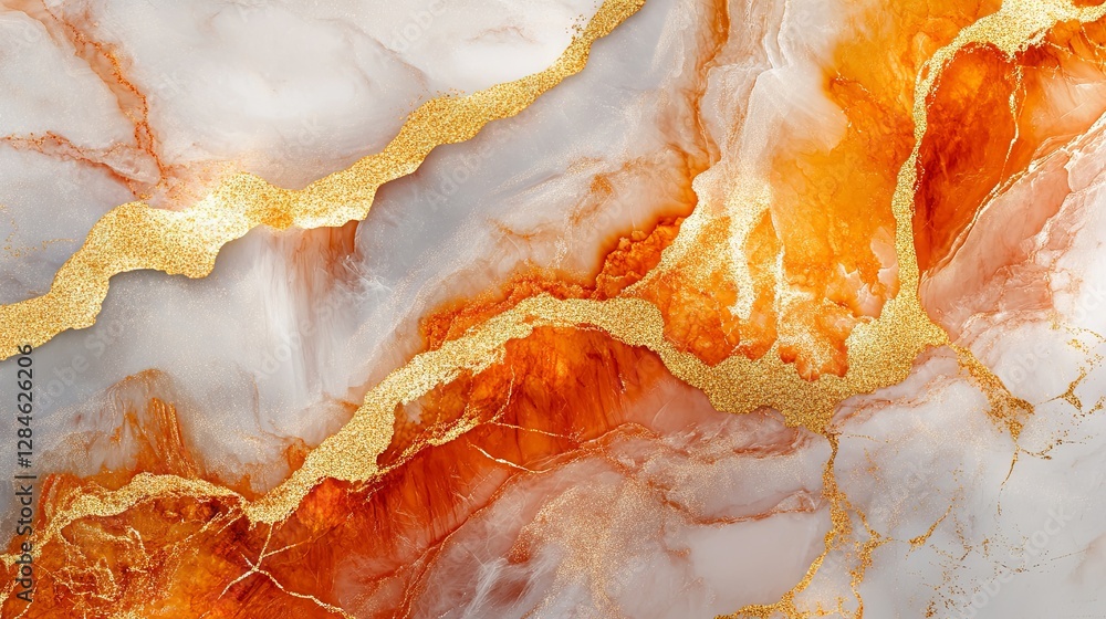 Modern Luxury Orange Marble Art with Stained Surface and Ink Effect Modern Luxury Orange Marble Art with Stained Surface and Ink Effect