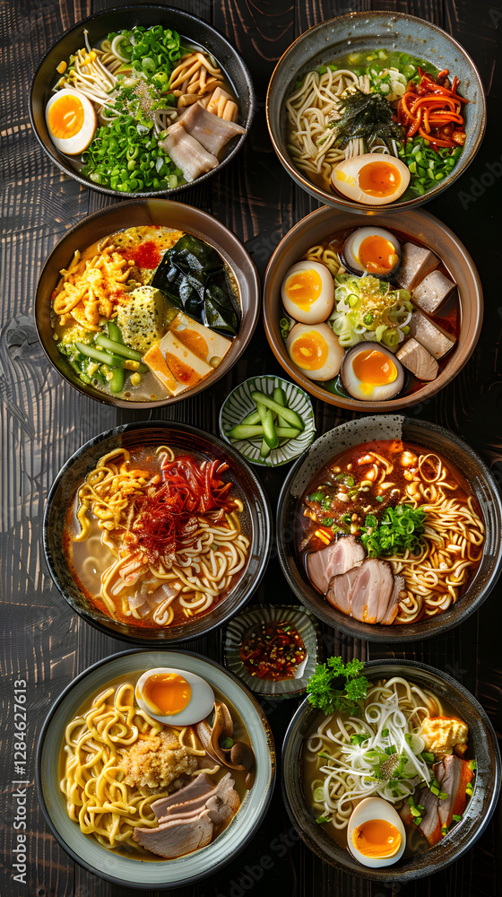 Variety of Delicious Ramen Noodle Recipes Showcasing Flavor Diversity and Vibrant Presentation Variety of Delicious Ramen Noodle Recipes Showcasing Flavor Diversity and Vibrant Presentation