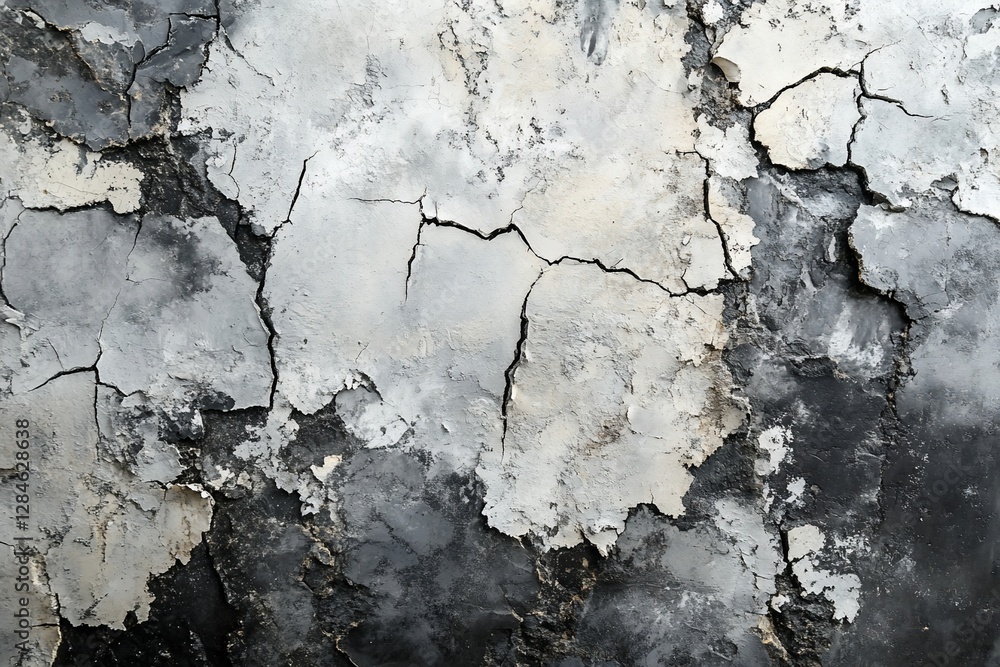 Obraz premium Cracked, weathered, gray, and black surface texture