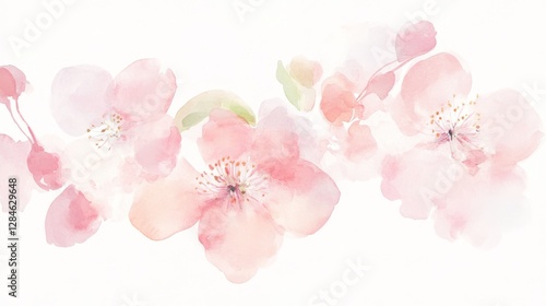 Peach blossoms exude delicate beauty and freshness in a captivating watercolor botanical illustration perfect for spring aesthetics