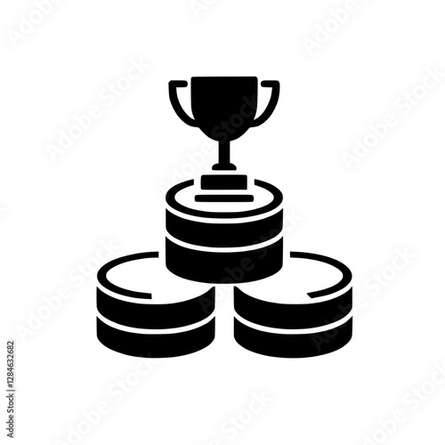 Trophy on coins icon representing financial achievements and success