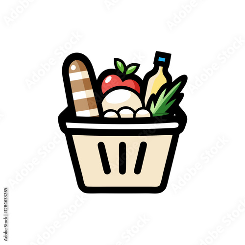 Grocery basket filled with food items 