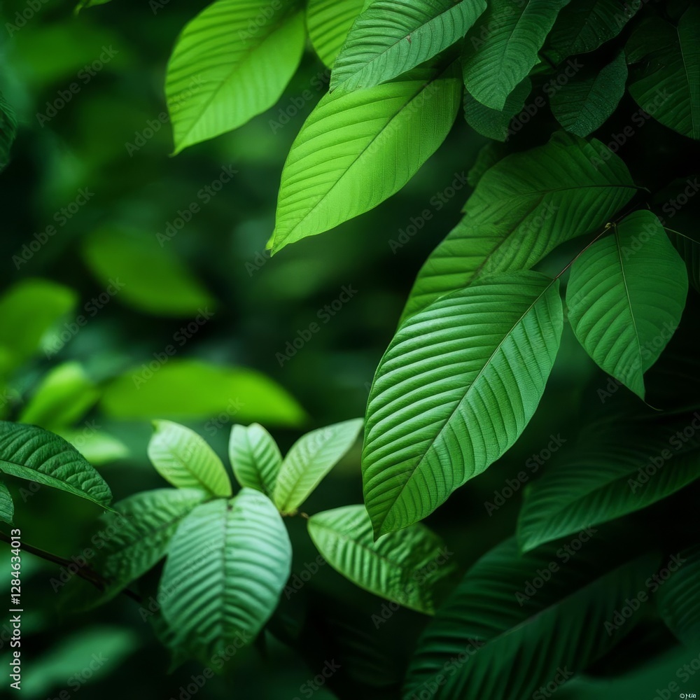 Vibrant green leaves swaying in slow motion as a breeze moves through a dense forest Vibrant green leaves swaying in slow motion as a breeze moves through a dense forest