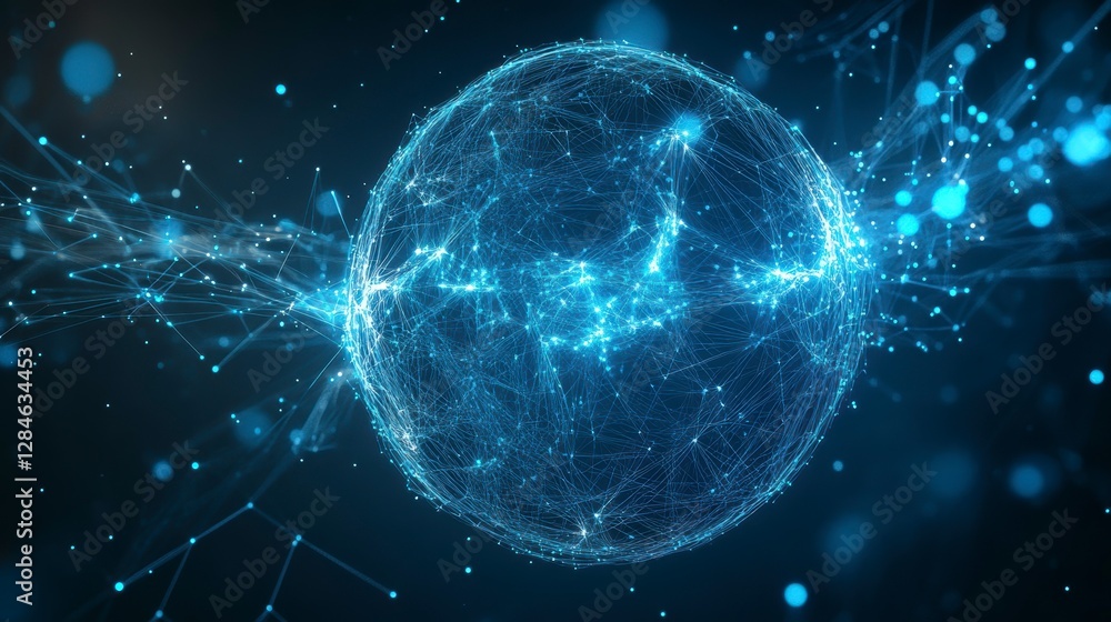 Obraz premium Abstract digital globe, network, future technology, conceptual image, possible use in tech presentations