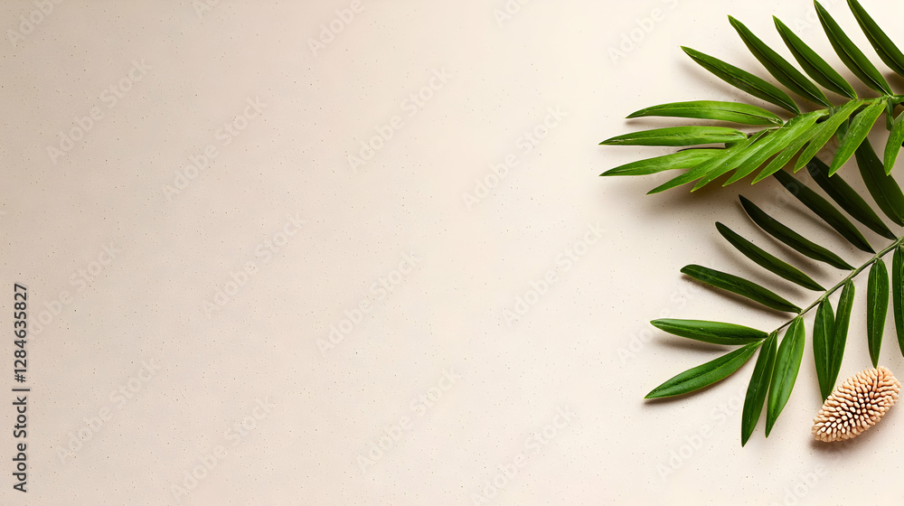 Earthy Boho Design with Textured Sandy Background and Green Leaves Earthy Boho Design with Textured Sandy Background and Green Leaves