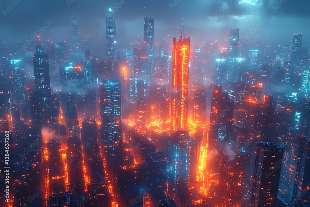 Futuristic Cityscape at Night with Vibrant Neon Lights Futuristic Cityscape at Night with Vibrant Neon Lights