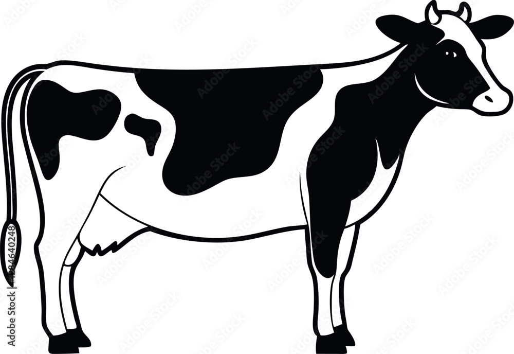 Fototapeta premium Simple Dairy Cow Sketch - Vector Illustration