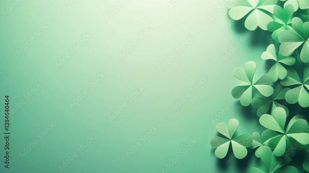 Paper shamrock border on mint background Paper shamrock border on mint background