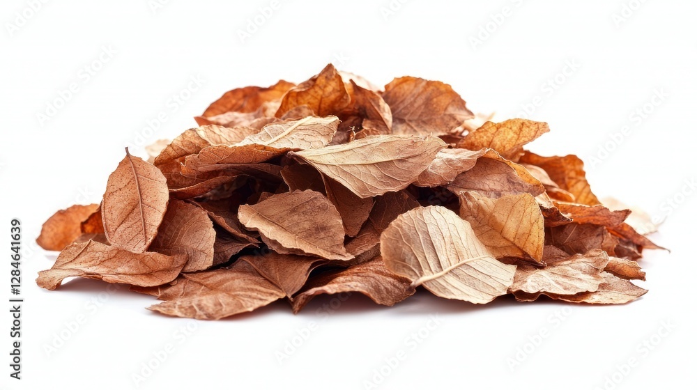 Pile of dried autumn leaves on white background Pile of dried autumn leaves on white background