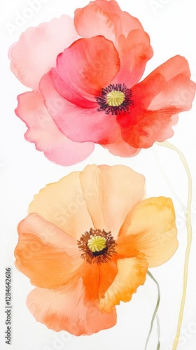 Wallpaper Mural Vivid watercolor poppies capture the essence of nature's beauty in expressive shades of red and orange Torontodigital.ca