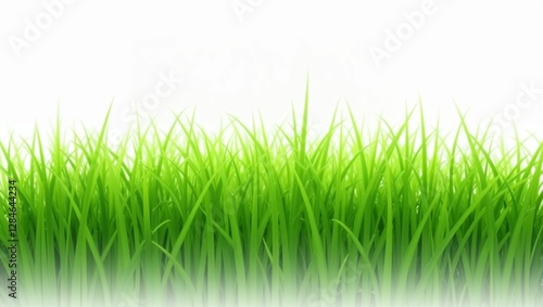 Vibrant green grass on white background