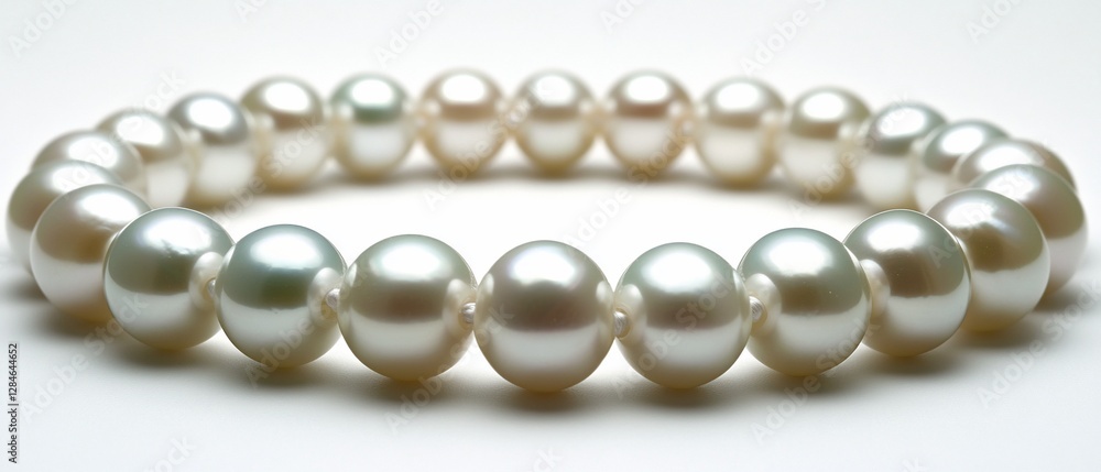 Elegant Pearl Bracelet on White Background Elegant Pearl Bracelet on White Background