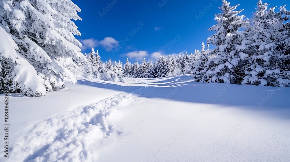 Beautiful winter landscape featuring snowcovered trees with a clear blue sky : Generative AI Beautiful winter landscape featuring snowcovered trees with a clear blue sky : Generative AI