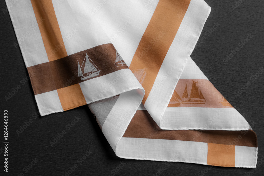 Vintage stripped handkerchief for men with a sailing themed design.