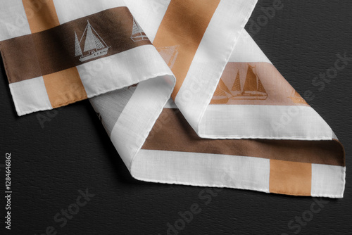 Vintage stripped handkerchief for men with a sailing themed design.