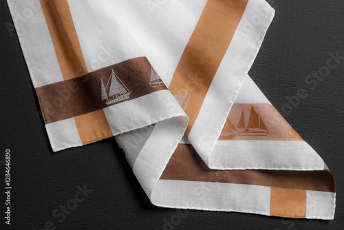 Obraz na płótnie Vintage stripped handkerchief for men with a sailing themed design. w salonie