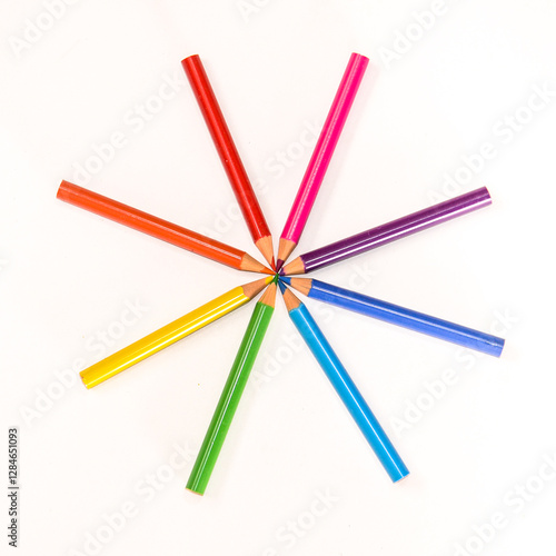 Colored pencils in a geometric star design