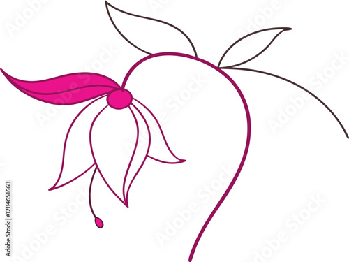 Beautiful Fuchsia Outline – Botanical Line Art Vector