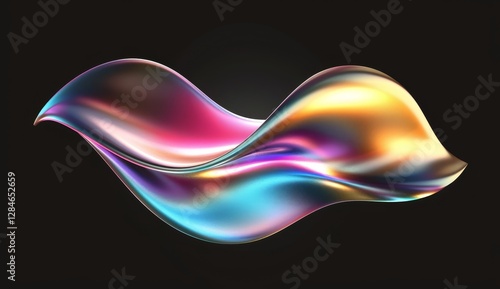 Vibrant and fluid design features smooth curves in a blend of colors, creating an eye-catching and lively abstract representation
