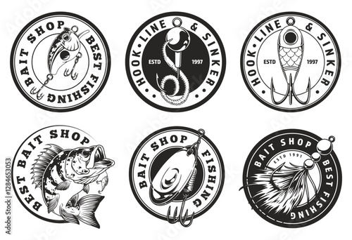 Vintage bait shop logos for fishermen