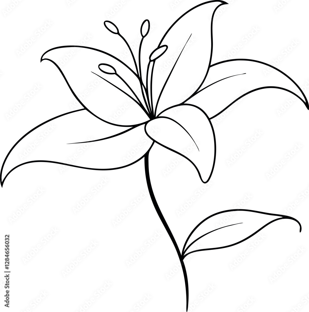 custom made wallpaper toronto digitalLily Flower Line Drawing Vector for Elegant Designs