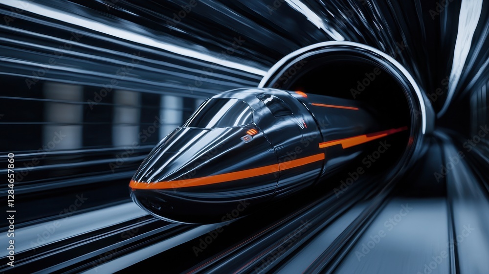 Fototapeta premium A futuristic train is speeding through a tunnel