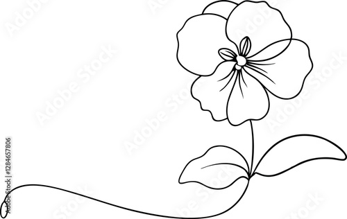 Pansy Botanical Line Art – Floral Vector Illustration