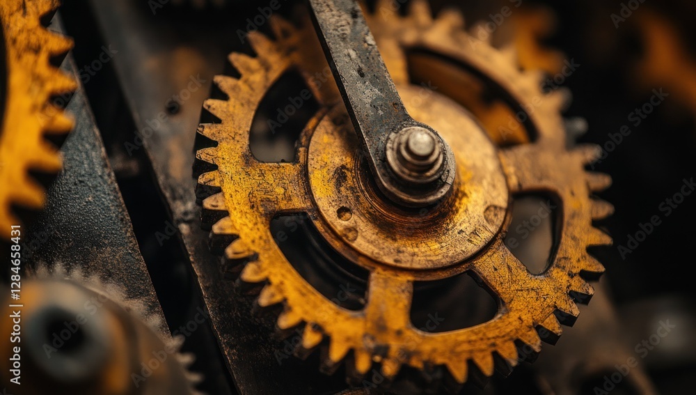 Close-up of Rusty Gears: Intricate Mechanics Close-up of Rusty Gears: Intricate Mechanics