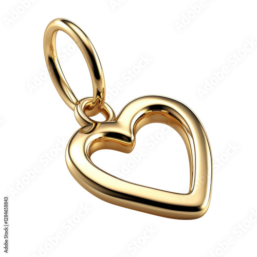 shiny gold heart pendant with loop, symbolizing love and affection. Perfect for jewelry designs and romantic gifts