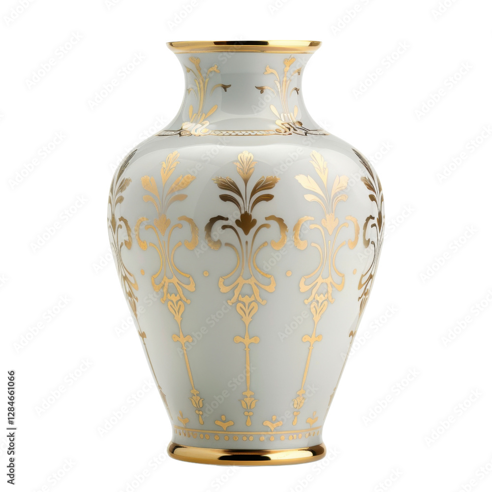 Elegant porcelain vase with intricate gold patterns and glossy finish, perfect for home decor or as centerpiece Elegant porcelain vase with intricate gold patterns and glossy finish, perfect for home decor or as centerpiece