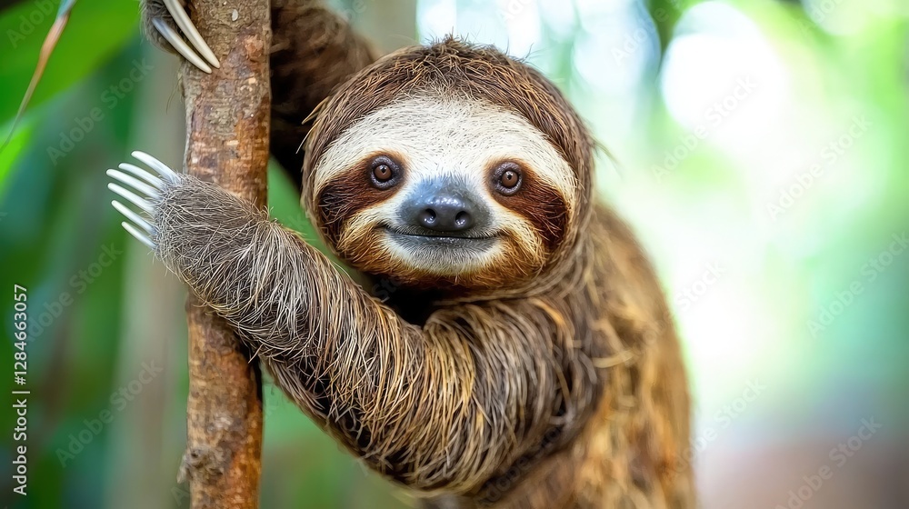 Sleepy Sloth in Rainforest Canopy, Close Up View, Nature Photography Sleepy Sloth in Rainforest Canopy, Close Up View, Nature Photography