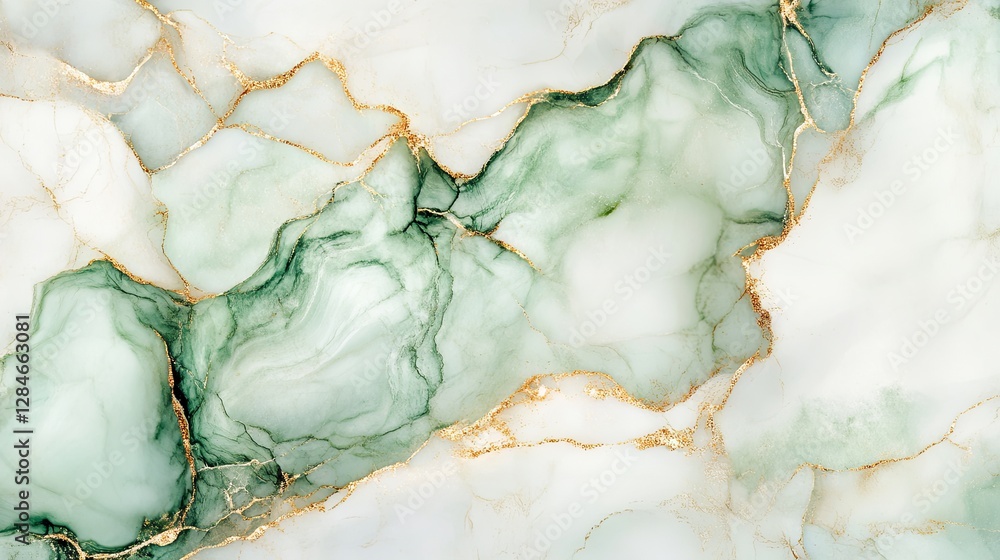 Fototapeta premium Luxury Green Marble Texture with Alcohol Ink Effect