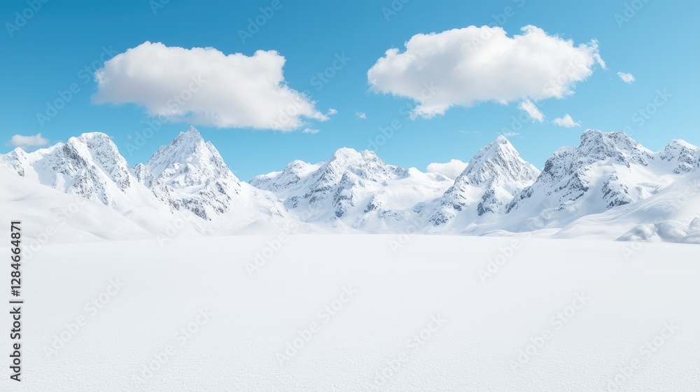 Snowy mountain range landscape, pristine white snow, serene background, perfect for nature/travel/vacation posters Snowy mountain range landscape, pristine white snow, serene background, perfect for nature/travel/vacation posters