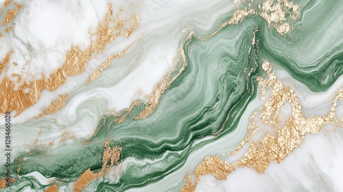 Sophisticated Green and Gold Marble Texture with Modern Decor