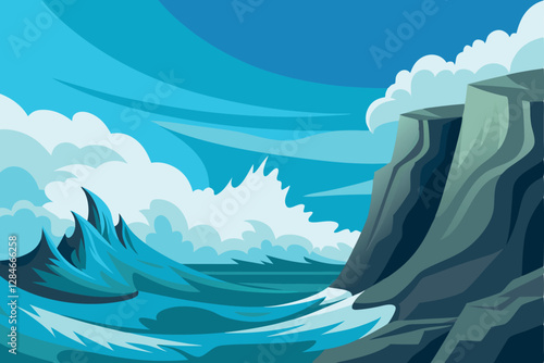Powerful Sea Waves Smashing Against Rocky Shores – Stunning Scenery
