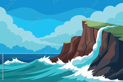 Powerful Sea Waves Smashing Against Rocky Shores – Stunning Scenery