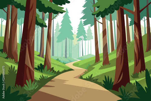 Discover Tranquility on a Forest Trail Surrounded by Majestic Trees