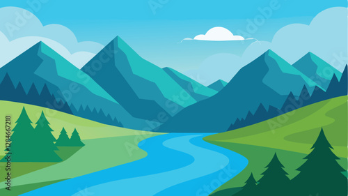 Serene Mountain Valley Views with Flowing River