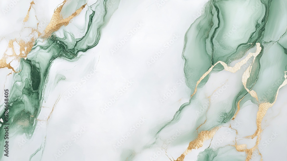 Naklejka premium Modern Luxury Green Marble Art with Stained Surface and Ink Effect
