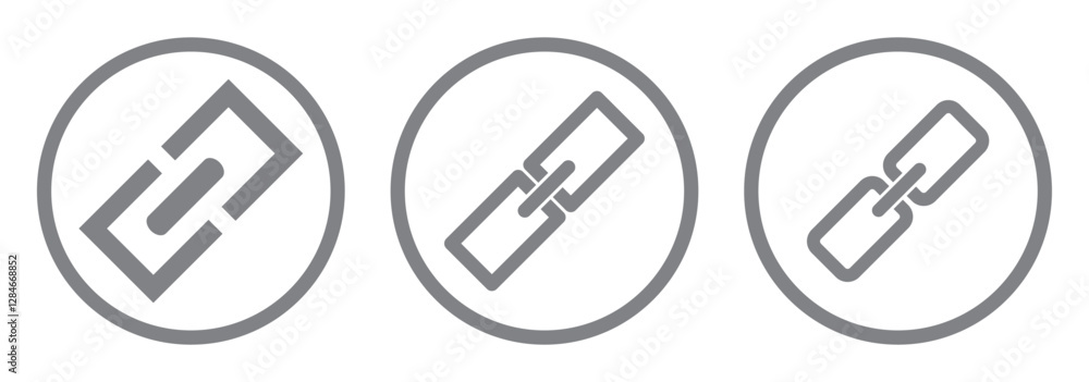 Internet URL or webpage url link icons set. Chain, link icon vector isolated on white background Internet URL or webpage url link icons set. Chain, link icon vector isolated on white background